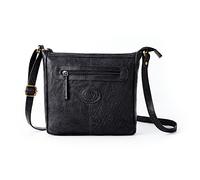Woodland Leathers 100% Genuine Leather Women's Hobos & Shoulder Bags Designer Retro Vintage Style Slouch Bag And Multi Pocket Handbags For Women Lightweight Cross-body Bags (Black Small)