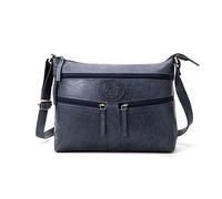 Woodland Leathers 100% Genuine Leather Women's Hobos & Shoulder Bags Designer Retro Vintage Style Slouch Bag And Multi Pocket Handbags For Women Lightweight Cross-body Bags (Navy)
