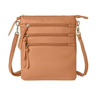 Woodland Leathers Bags For Women Faux Leather Crossbody Bag - Stylish And Versatile Cross Body Bag Women With Multiple Messenger Pockets And Gold-tone Hardware (Light Orange, 23x26 cm (9"x10.2"))