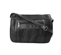 Woodland Leathers Crossbody Bags For Women, 100% Genuine Leather Shoulder Bag With Adjustable Strap, Multi Compartment Crossover handbags for women in Navy, Black, Red and Grey (Black)
