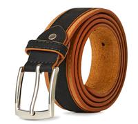 Woodland Leathers Dual-tone Leather Belts For Men - Versatile Brown & Black Mens Belts, Scratch-resistant Buckle Leather Belts For Men, Black Belt for Jeans (Black Tan, Large (36"-39"))