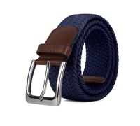 Woodland Leathers Elastic Braided Belt, Unisex Men Women Casual Stretch Woven Belt (Navy Brown, Large-XLarge)