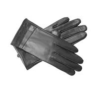 Woodland Leathers Elegant Black Leather Gloves for Women - Stylish and Warm Women's Touchscreen Gloves with Lace Decoration - Ideal Ladies Winter Fashion (Large)