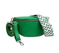 Woodland Leathers Genuine Italian Leather Shoulder Bag & Crossbody Bags for Women with 2 Straps, Leather Women's Cross-Body Bags Chest Bag Shoulder Bag Bumbags (Green Two Straps)