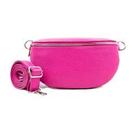 Woodland Leathers Genuine Italian Leather Shoulder Bag & Crossbody Bags for Women with 2 Straps, Leather Women's Cross-Body Bags Chest Bag Shoulder Bag Bumbags (Fuchsia one Strap)