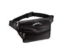 Woodland Leathers Genuine Leather Bum Bag, Waterproof Belt Bag and Bumbags for Women and Men Waist Bag as Travel Holiday Money Belt, Dog Walking Fashion Bum Bag and Running Fanny Pack (Black 2)