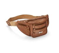 Woodland Leathers Genuine Leather Bum Bag, Waterproof Belt Bag and Bumbags for Women and Men Waist Bag as Travel Holiday Money Belt, Dog Walking Fashion Bum Bag and Running Fanny Pack (Tan)