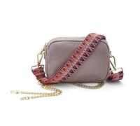 Woodland Leathers Genuine Leather Ladies Cross Body Bag, Shoulder Bag With Adjustable Wide Strap, Chain And Wrest Band, Italian Designed Multipurpose Shoulder & Crossbody Bags For Women (Dusky Pink)