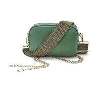 Woodland Leathers Genuine Leather Ladies Cross Body Bag, Shoulder Bag With Adjustable Wide Strap, Chain And Wrest Band, Italian Designed Multipurpose Shoulder & Crossbody Bags For Women (Green)