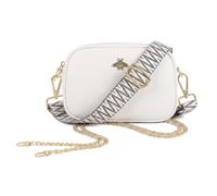 Woodland Leathers Ladies Cross Body Bag, Shoulder Bag With Adjustable Wide Strap, Chain And Wrest Band, Italian Designed Multipurpose Shoulder & Crossbody Bags For Women (White)