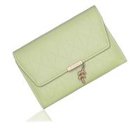 Woodland Leathers Ladies Purse, Small and Medium Purses for Women with Designed Magnet Snap and Multiple RFID Card Slots Cash and Coin Compartments (Pale Lime, Small)