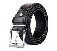 Woodland Leathers Men Leather Belt Double Stitched leather lined belt for Jeans, Suit, Work and Special Occasion Black/Brown (Black, Small (28"-32"))