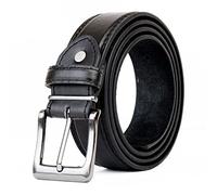 Woodland Leathers Mens Black Leather Belt, 33mm Wide, Soft Smooth Finish, Classic Pin Buckle, Perfect for Jeans, Trousers, Dresses - Durable, Anti-Scratch, Genuine Leather Belts for Men