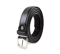Woodland Leathers Men's Leather Lined Belt, Classic Black And White Belts For Men, 1" Wide Mens Trouser Belt with silver buckle and adjustable belt size (Black 2, Waist size 40"-43")