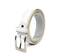 Woodland Leathers Men's Leather Lined Belt, Classic Black And White Belts For Men, 1" Wide Mens Trouser Belt with silver buckle and adjustable belt size (White, Waist size 44"-47")