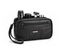 Woodland Leathers Mens Wash Bag, Small Compact Sheep Nappa Toiletry Bag with Top & Back Zips, Travel Small Washbag for Men Fit in Your Carry-on (Black Leather)