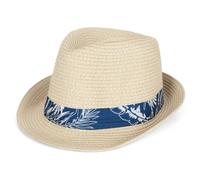 Woodland Leathers Panama Fedora Trilby Straw Sun Hats for Men, Beach Sun Cap Linen Panama Hat, Foldable Panama Hat for Holidays, Smart and Casual Occasions (Beige Leaf)