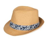 Woodland Leathers Panama Fedora Trilby Straw Sun Hats for Men, Beach Sun Cap Linen Panama Hat, Foldable Panama Hat for Holidays, Smart and Casual Occasions (Tan Floral)