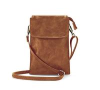 Woodland Leathers Phone Bag, Crossbody Bags For Women Vegan Leather Cell Phone Purse Wallet Small Shoulder Bag - Fit All Phones phone bags for women crossbody with Anti theft zipper pocket (Tan)