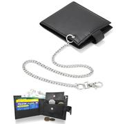 Woodland Leathers RFID Blocking Mens Wallets - Genuine Leather Wallets for Men with Secure Chain, RFID Protected and Coin Pocket, Biker-Style Black Wallet, Perfect Gifts for Men (Chain Wallet, Black)
