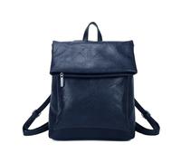 Woodland Leathers Women's Fashion Small Backpack, Womens Backpack With Anti Theft Zipper, Waterproof Faux Leather Back Pack Womens, 13" Tablet And Laptop Fashion Backpacks For Women (Navy Roll Top)