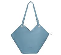 Woodland Leathers Women's Geometric Tote Bag - Faux Leather Black Handbag With Adjustable Straps, Stylish Large Handbags And Tote Bag With Zip, Ladies chic designer shoulder bag (Denim Blue)
