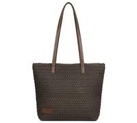Woodland Leathers Women's Straw Shoulder Bag, Medium & Large Summer Beach Tote with Zipper, Durable Leather Handles, Women Holiday Shoulder Bag with Versatile Styles and Colours (Brown)