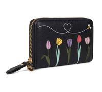 Woodland Leathers Women's Women's RFID Floral Zip Around Purse Wallet in Black Woodland Leathers Black One Size