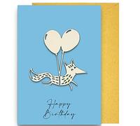 Woodland Mail Cute Wooden Fox Keepsake Birthday Card Front (Fox with Balloons)