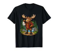 Woodland Moose Hiking Camping Trail Explorer T-Shirt