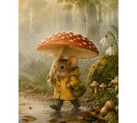 Woodland Mouse Composition Notebook: Wide Ruled Mushroom Umbrella Writing Journal for Kids, Students, Schoolwork, Stories, Notes, and Nature Lovers