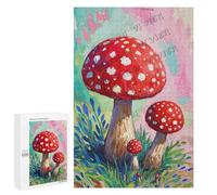 Woodland Mushroom Puzzle - 1000 Piece Wooden Jigsaw for Adults - Calming Forest Fungi Art Puzzle for Mental Clarity and Decorative Wall Display