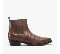 Woodland NEBRASKA Mens Leather Cowboy Boots Distressed Brown - UK 11