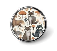 Woodland Raccoon Animals Button Pin,Design Your Own Personalized Pin Back Button Badges Exquisite Round Badge Travel Brooch Metal Decorative Pins for Hat Clothes Backpack