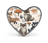 Woodland Raccoon Animals Button Pin Heart Shape Alloy Lapel Pins Badges Novelty Funny Enamel Pins Personalized Pinback Button Badges Cute Heart Brooche for Jackets Bags