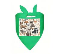 Woodland Raccoon Animals Dog Bandana Cute Soft Triangle Bibs Washable Kerchief Adjustable Dog Scarf Puppy Neckerchief Stylish Handkerchief Pet Bandana Pet Scarfs for Small Dogs Cat Pet Green-Style