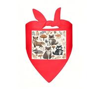 Woodland Raccoon Animals Dog Bandana Cute Soft Triangle Bibs Washable Kerchief Adjustable Dog Scarf Puppy Neckerchief Stylish Handkerchief Pet Bandana Pet Scarfs for Small Dogs Cat Pet Red-Style