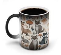 Woodland Raccoon Animals Mug 11oz Custom Magic Mug Personalized Coffee Mugs Ceramic Heat Sensitive Clue Mugs Funny Color Changing Cup with Handle Novelty Coffee Cup for Daily Use