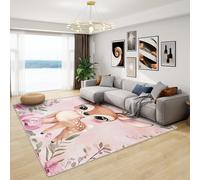 Woodland Rug for Nursery - Cute Woodland Deer Rug, Kids Forest Animal Cartoon Rugs for Living Room Bedroom, Washable Non Slip Soft Small Carpet, Patterned Area Rugs & Home Decor 60x90 cm