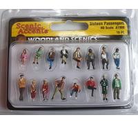 Woodland Scenics A1908 16 Passengers People Travellers Sitting Standing Figures Track H0 HO 1:87