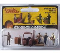 Woodland Scenics HO Scale Scenic Accents Figures/People Set Workers/Forklift (4) by Woodland Scenics