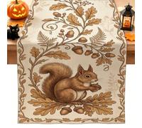 Woodland Squirrel Autumn Theme Table Runner 13x90 Inch