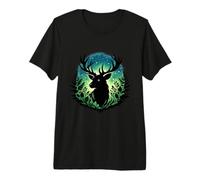 Woodland Stag Nature Forest Botanical Art Cottagecore Deer Premium T-Shirt