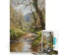Woodland Stream Jigsaw Puzzle 1000 Piece Mental Exercise Fun Seamless Fit Precise Pieces Engaging Way to Pass Free Hours (38x52cm)