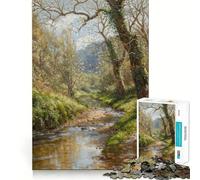 Woodland Stream Jigsaw Puzzles1000 Pieces Cognitive Train Fun Flawless Interlocking Pieces Birthday Gift Brain Teaser Toy (50x75cm)