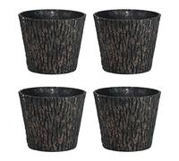 Woodland Textured Trunk Style Plastic Planter - Set of 4 - Suitable for Indoor or Outdoor Use - 20.5cm (H) x 22cm (Dia)