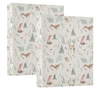 Woodland Watercolor Animals 3 D-Ring Binder A4 2 Pack with 200 Sheet for Kids School Supplies Women Men Office