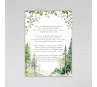 Woodland Wedding Money Poem/Money Gift Request Poem Cards for Weddings/Tree Themed: Green Forest Wedding Money Poem (Pack of 50 without Envelopes)