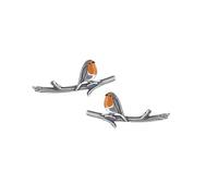 Woodland Whisper Bird Earrings, Boho Robin Branch Zinc Alloy Ear Climbers, Exquisite Robin Ear Climber, Bird Earrings Jewelry for Women (Silver)