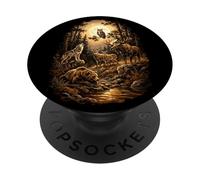 Woodland Wildlife Bear Wolf Moose Deer Owl Forest Moon PopSockets Adhesive PopGrip